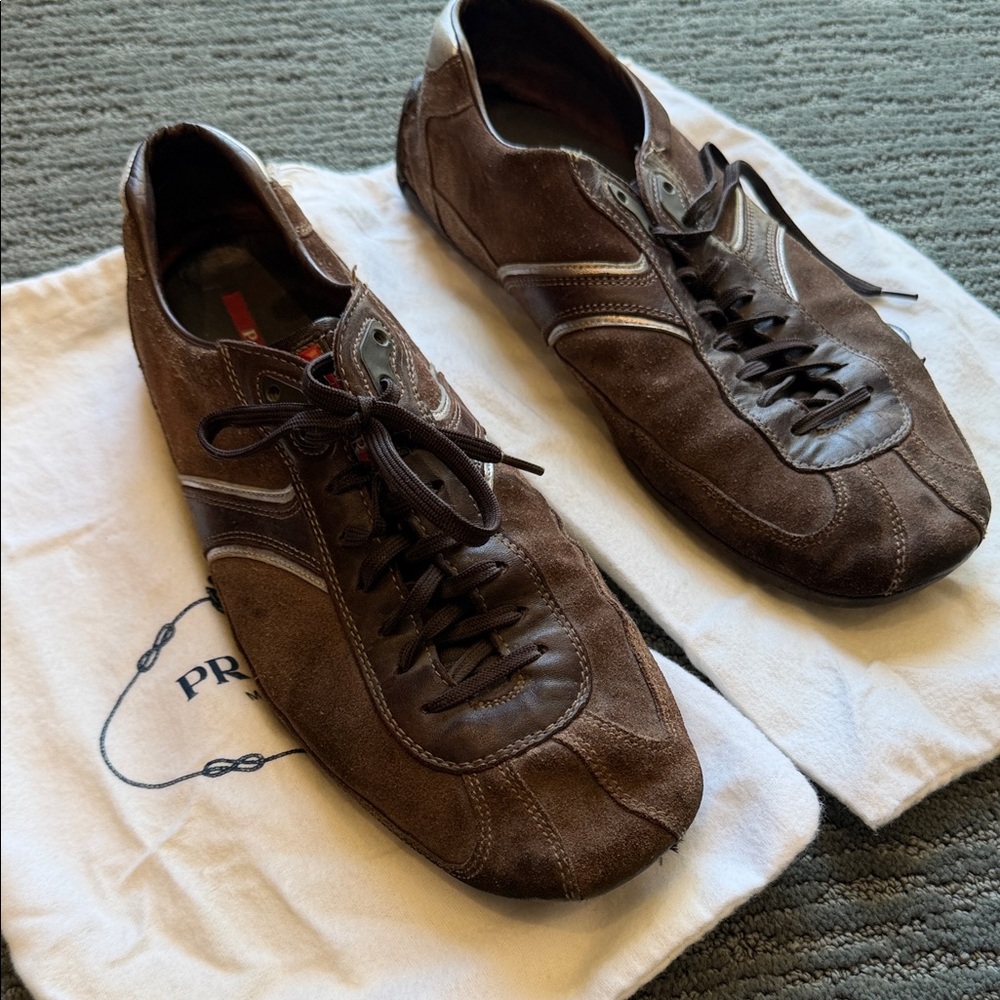 Prada Men's Dark Brown Suede Sneakers